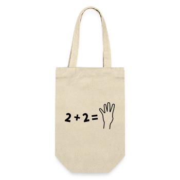 Witziges 2+2=4 Mathematik Shirt - Geschenkbeutel für Flaschen - Natur - Vorne
