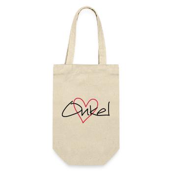 Onkel Herz Geschenk Liebe Patenonkel Geburtstag - Geschenkbeutel für Flaschen - Natur - Vorne