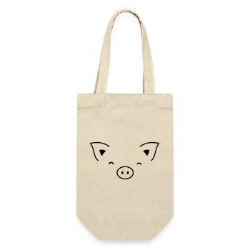 Pig piglet sow - Gift Bag for Bottles - nature - Front