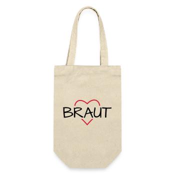 Braut Herz JunggesellinnenabschiedHochzeit - Geschenkbeutel für Flaschen - Natur - Vorne