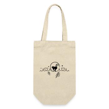 Heartbeat with cat, full moon and stars. - Gift Bag for Bottles - nature - Front