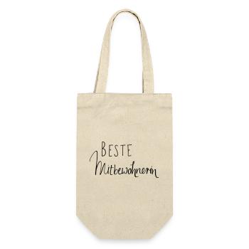 BESTE MITBEWOHNERIN - Geschenkbeutel für Flaschen - Natur - Vorne