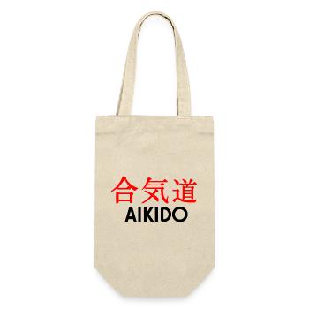 Aikido Kanji - Geschenkbeutel für Flaschen - Natur - Vorne