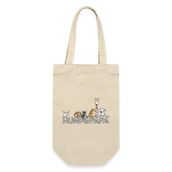 Happy Hundepapa I Hunde Papa Herrchen Fun - Geschenkbeutel für Flaschen - Natur - Vorne