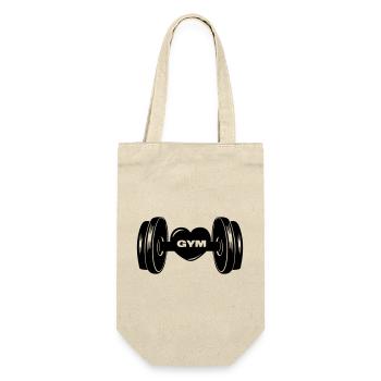 Fitness GYM dumbbel weight with heart - Gift Bag for Bottles - nature - Front