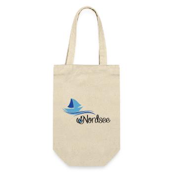 Nordsee Design mit Segelboot - Geschenkbeutel für Flaschen - Natur - Vorne