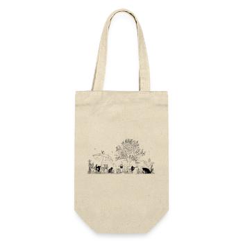 Drawing of a lush garden with cats - Gift Bag for Bottles - nature - Front