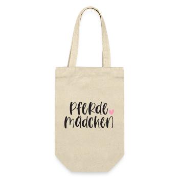 Pferd Pferdemädchen Pferde Reiten Geschenk - Geschenkbeutel für Flaschen - Natur - Vorne