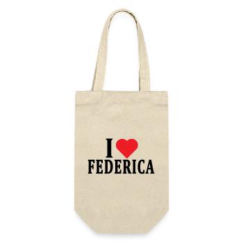 T-Shirt Ich liebe Federica T-Shirt Geschenkidee - Geschenkbeutel für Flaschen - Natur - Vorne