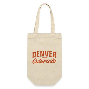 Denver Colorado Retro Script Logo - Geschenkbeutel für Flaschen - Natur - Vorne