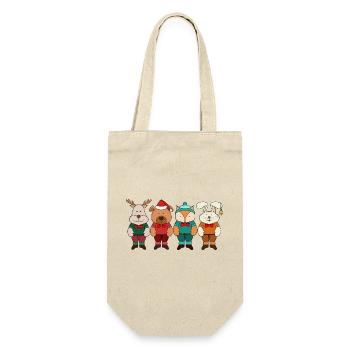 Adorable animals ready for winter - Gift Bag for Bottles - nature - Front