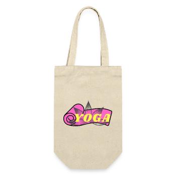 Yoga Lotus: Yellow Font on Pink - Gift Bag for Bottles - nature - Front