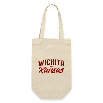 Wichita Kansas Retro Script - Geschenkbeutel für Flaschen - Natur - Vorne