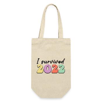 I Survived 2022 - Geschenkbeutel für Flaschen - Natur - Vorne