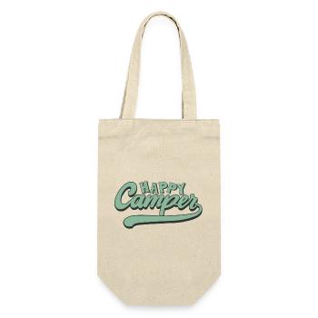 Camping Spruch Happy Camper Shirt Hoodie - Geschenkbeutel für Flaschen - Natur - Vorne