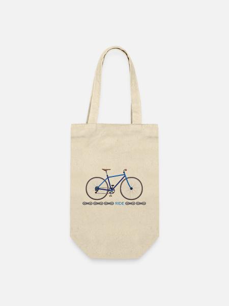 Fahrrad "ride" Radfahrer Fahrradtour sattelfest - Geschenkbeutel für Flaschen - Natur