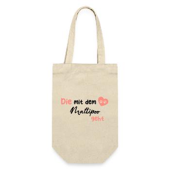 Die mit dem Maltipoo geht - Hund Hundeliebhaber Hu - Geschenkbeutel für Flaschen - Natur - Vorne