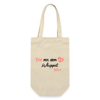 Die mit dem Whippet geht - Hund Hundeliebhaber Hum - Geschenkbeutel für Flaschen - Natur - Vorne