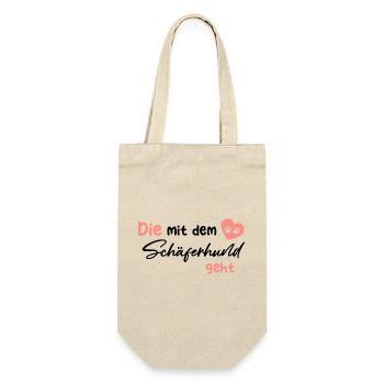 Die mit dem Schäferhund geht - Hund Hundeliebhaber - Geschenkbeutel für Flaschen - Natur - Vorne