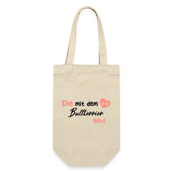 Die mit dem Bullterrier geht - Hund Hundeliebhaber - Geschenkbeutel für Flaschen - Natur - Vorne