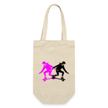 Skateboarding Woman Silhouette Skateboard - Gift Bag for Bottles - nature - Front