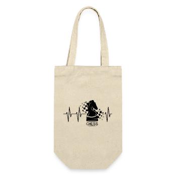 Schach knight flagge puls Herzschlag Pferd Symbol - Geschenkbeutel für Flaschen - Natur - Vorne