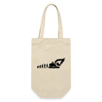 Evolution - Bagger fahren - Baustelle, Bauarbeiter - Geschenkbeutel für Flaschen - Natur - Vorne