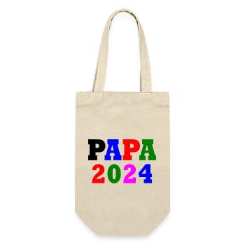Papa 2024 - Geschenkbeutel für Flaschen - Natur - Vorne
