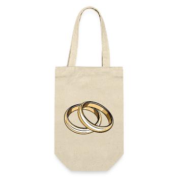Eheringe Hochzeit - Geschenkbeutel für Flaschen - Natur - Vorne