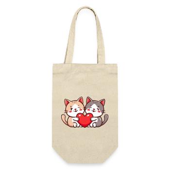 Katze Paar Verliebt Tier Valentinstag - Geschenkbeutel für Flaschen - Natur - Vorne