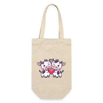 Cow Couple Love Couple In Love - Gift Bag for Bottles - nature - Front
