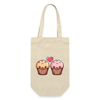 Cupcake Couple Love Heart Valentine's Day - Gift Bag for Bottles - nature - Front