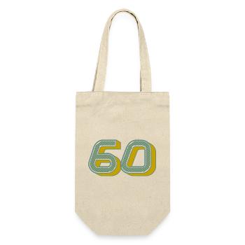 60. 60 JAHRE. 60-JÄHRIGES JUBILÄUM. 60. GEBURTSTAG. - Geschenkbeutel für Flaschen - Natur - Vorne