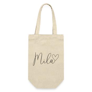 Mila Name Vorname Mädchen - Geschenkbeutel für Flaschen - Natur - Vorne