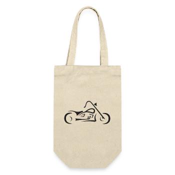 Cruiser Motorrad Tribal Biker Strichzeichnung - Geschenkbeutel für Flaschen - Natur - Vorne