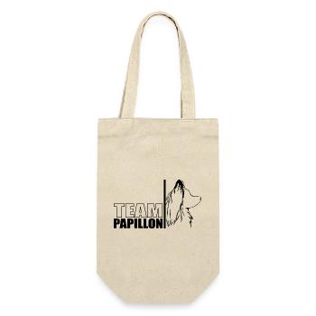 TEAM Papillon Hunde Hund Wilsigns - Geschenkbeutel für Flaschen - Natur - Vorne