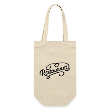 Schriftzug Restaurant - Geschenkbeutel für Flaschen - Natur - Vorne