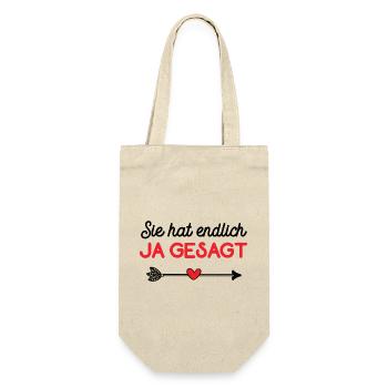 Sie Hat Ja Gesagt Verlobung Verlobt Partnerlook - Geschenkbeutel für Flaschen - Natur - Vorne