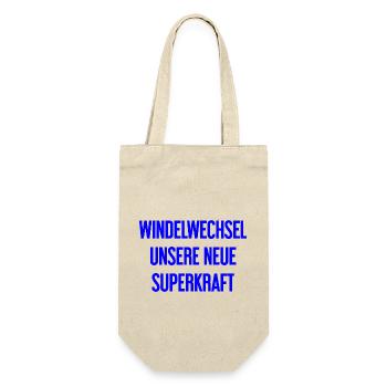 Windelwechsel – unsere neue Superkraft - Geschenkbeutel für Flaschen - Natur - Vorne