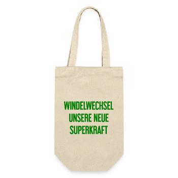 Windelwechsel – unsere neue Superkraft - Geschenkbeutel für Flaschen - Natur - Vorne