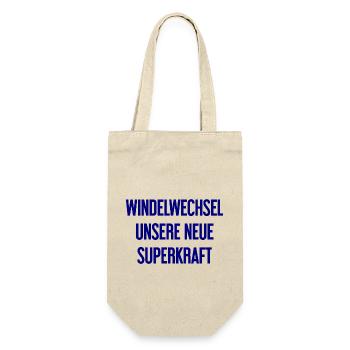 Windelwechsel – unsere neue Superkraft - Geschenkbeutel für Flaschen - Natur - Vorne