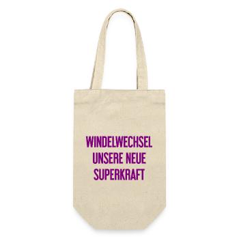 Windelwechsel – unsere neue Superkraft - Geschenkbeutel für Flaschen - Natur - Vorne