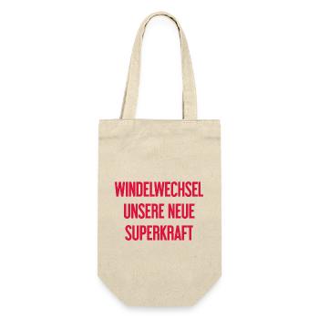 Windelwechsel – unsere neue Superkraft - Geschenkbeutel für Flaschen - Natur - Vorne