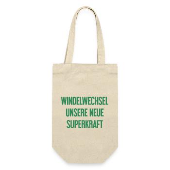 Windelwechsel – unsere neue Superkraft - Geschenkbeutel für Flaschen - Natur - Vorne