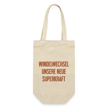 Windelwechsel – unsere neue Superkraft - Geschenkbeutel für Flaschen - Natur - Vorne
