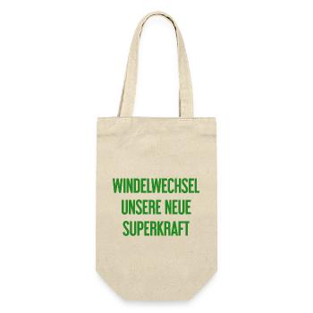 Windelwechsel – unsere neue Superkraft - Geschenkbeutel für Flaschen - Natur - Vorne