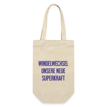 Windelwechsel – unsere neue Superkraft - Geschenkbeutel für Flaschen - Natur - Vorne