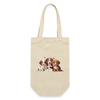 Puppies - 3 small dogs with hearts - Gift Bag for Bottles - nature - Front