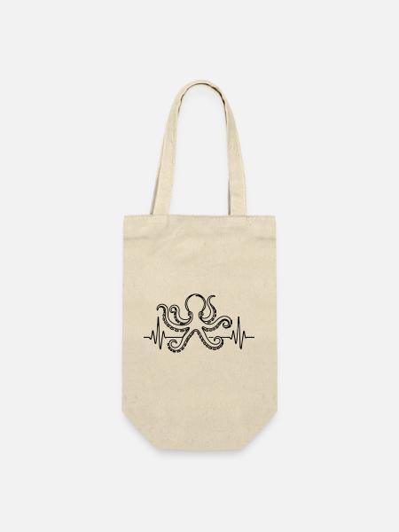 Oktopus Heartbeat | Mind . Ocean . Nature - Geschenkbeutel für Flaschen - Natur
