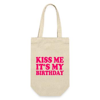 kiss me it's my birthday - Geschenkbeutel für Flaschen - Natur - Vorne